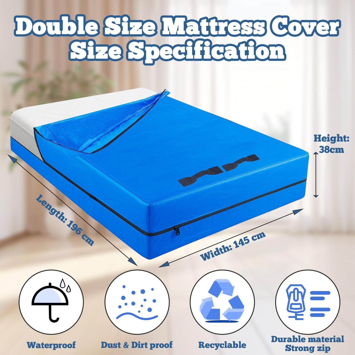 Storystore Mattress Bag, Double Size Mattress Cover for Moving and Storage Mattress Bags with 8 Sturdy Handles