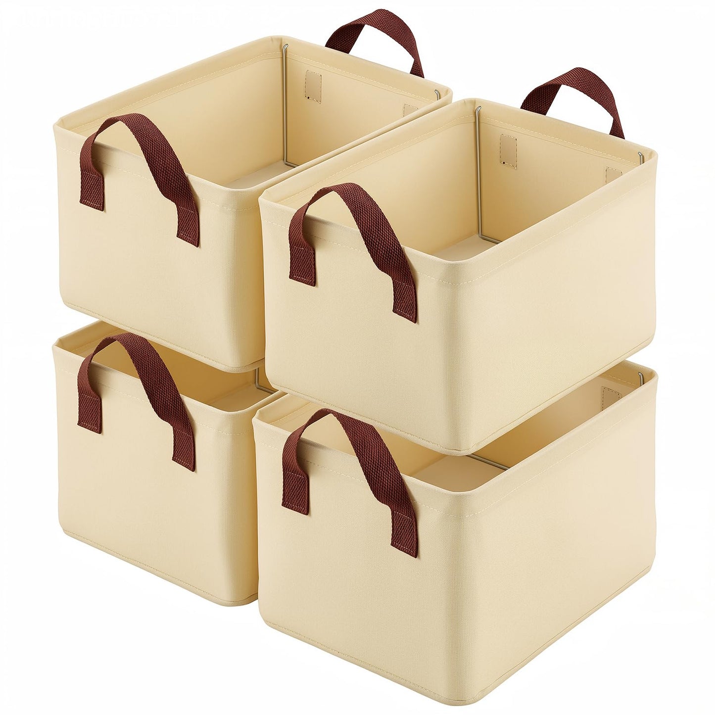 4 Pack Storage Baskets for Shelf, Small Closet Organizers and Storage Beige