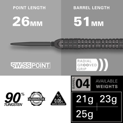 Target Darts Bolide Void 90% Tungsten Dart Set, Steel Tip Swiss Point Darts | Barrel 04, 21G | Professional Darts Sets, Black Darts, Swiss Point Tool