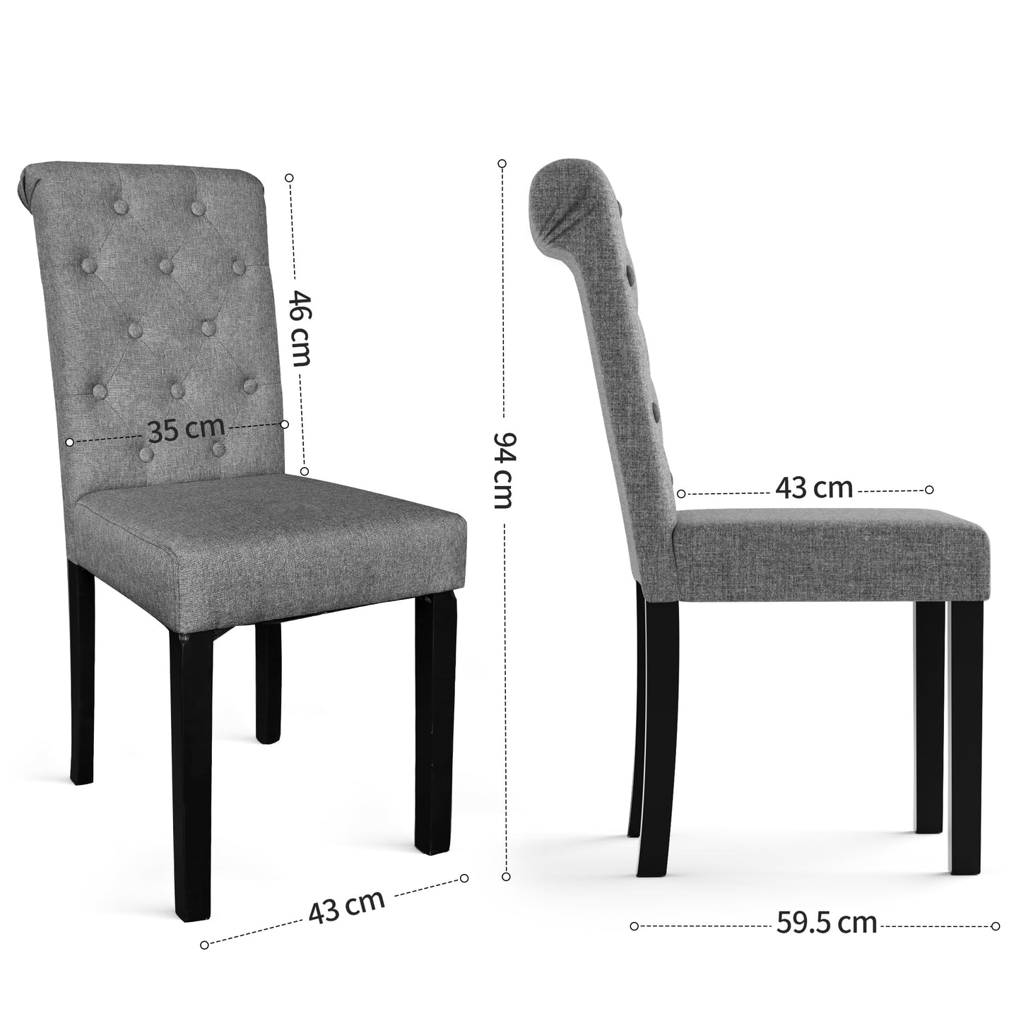 BonVache Modern Dining Chairs set of 6, Upholstered High Back Kitchen Chair with Solid Wooden Legs, Grey Accent Chairs for Living Room, Dining Room
