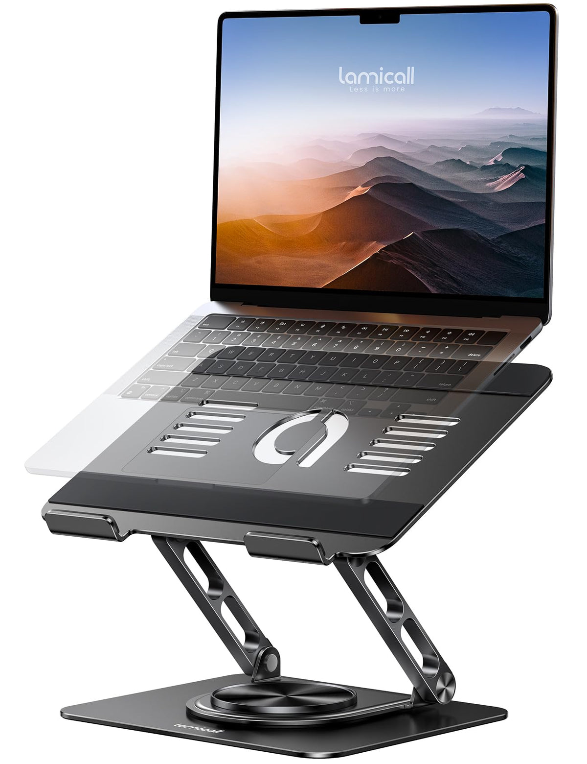 Lamicall Laptop Stand Desk, Laptop Riser - 360° Rotatable Foldable Aluminum Notebook Holder