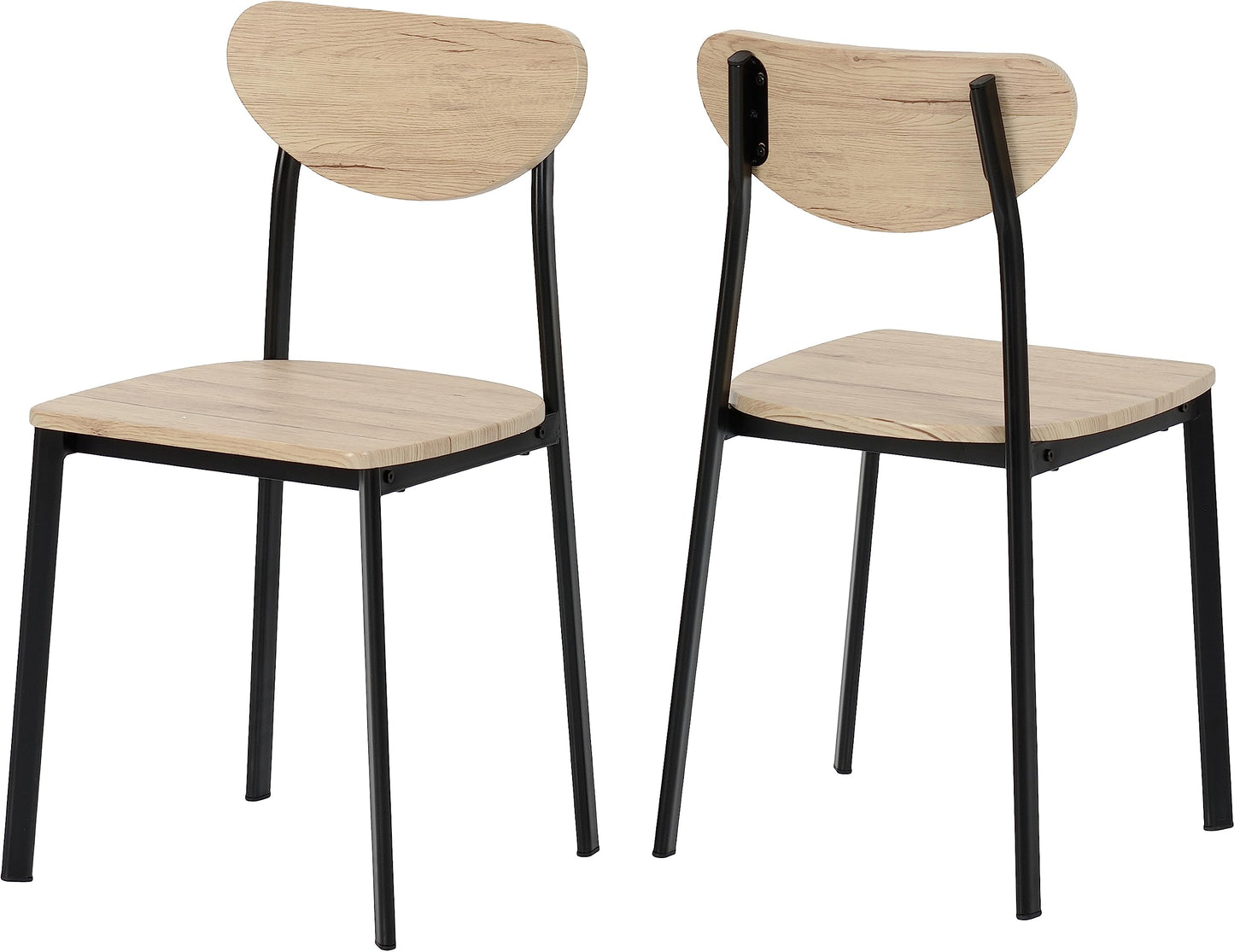 Seconique Riley Large Dining Set with 4 Dining Chairs,Black/Light Oak