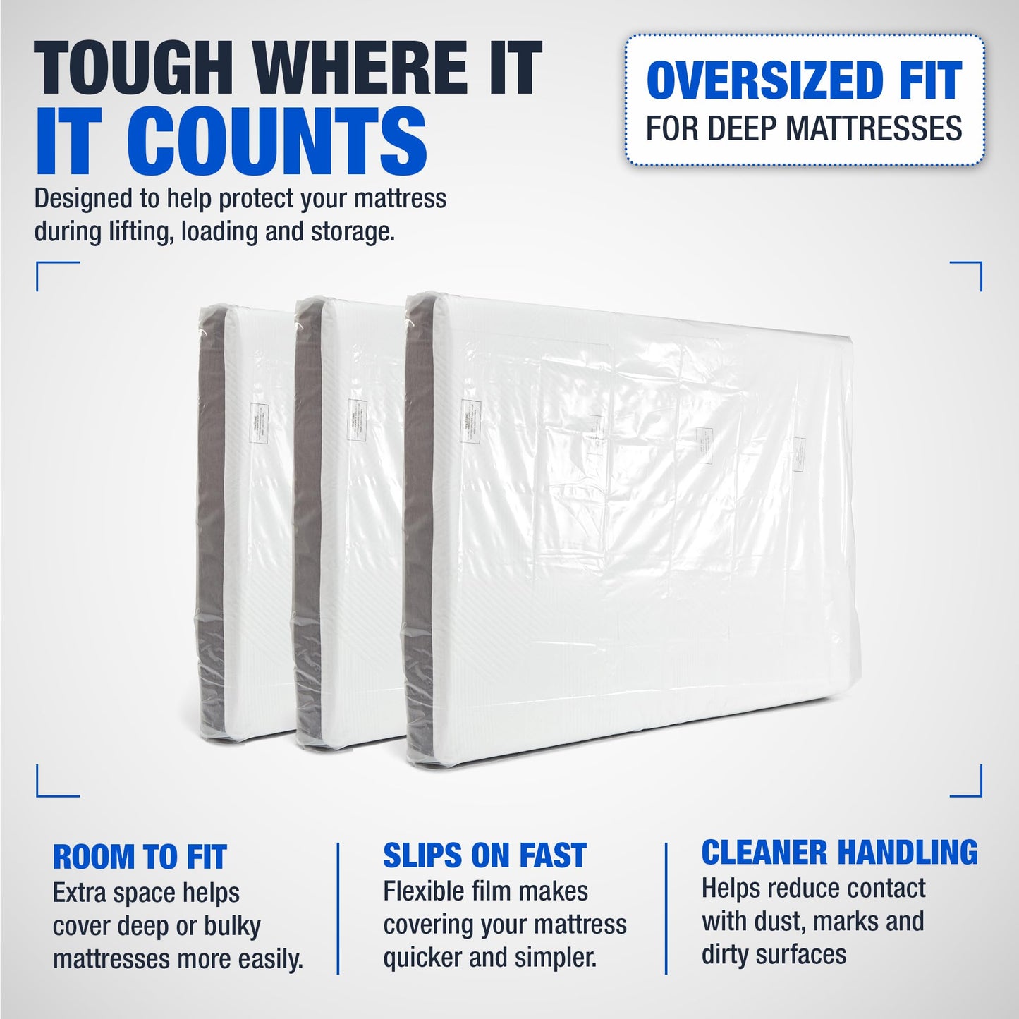 Direct Manufacturing Mattress Storage Bag, 400-Gauge Polythene, Single Bed Size (90x190x30 cm), Waterproof Protection for Moving House and Storage