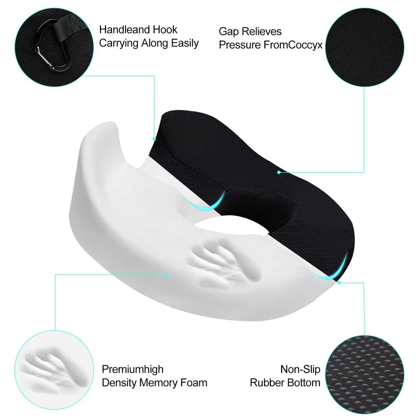 ZHOOGE Donut Pillow Donut Cushion Chair Seat Cushion - The Memory Foam Firm Coccyx Pad You Need for Comfort During Long Sitting at Office Chairs