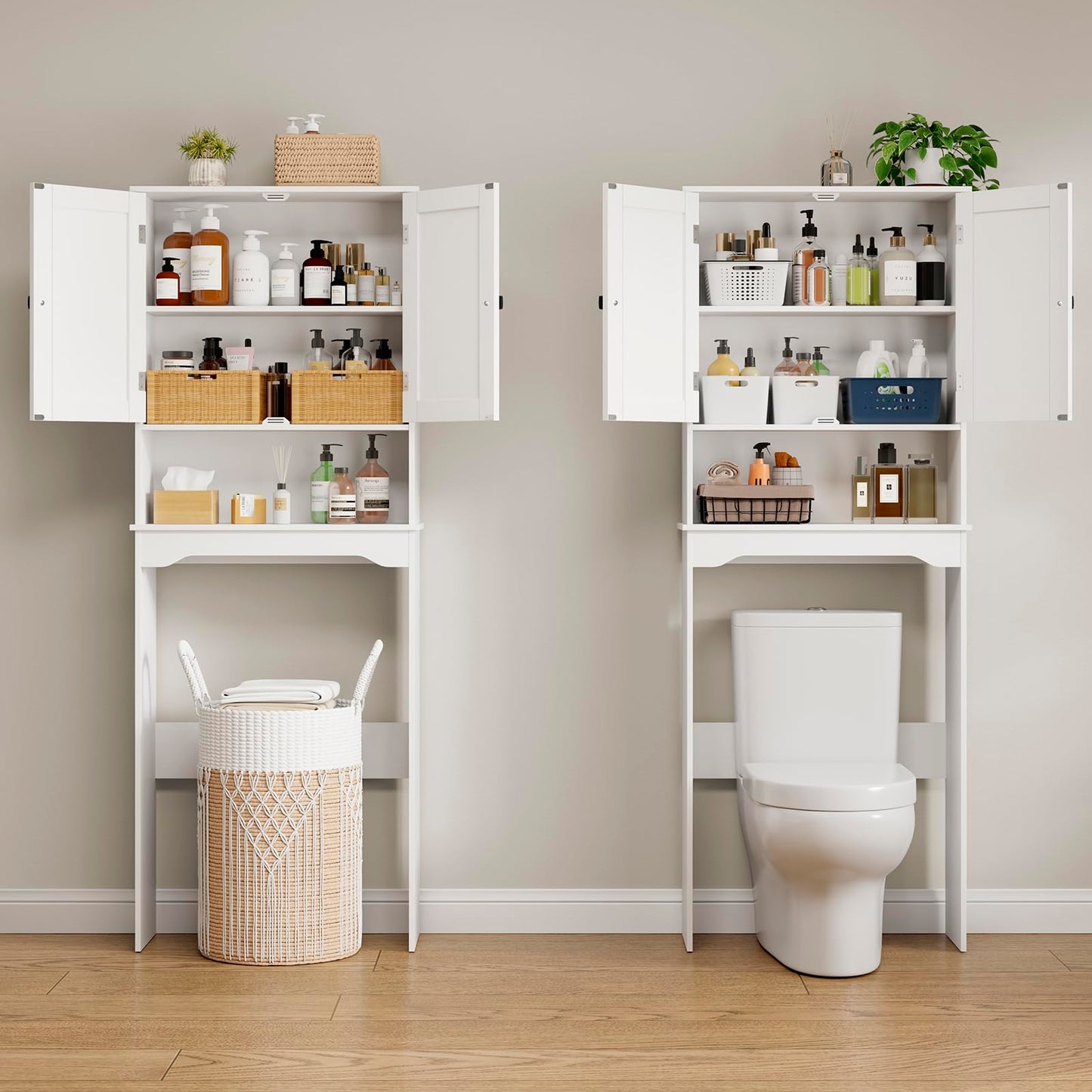 RRX Over The Toilet Storage Cabinet, Bathroom Above Organizer (Pure white)