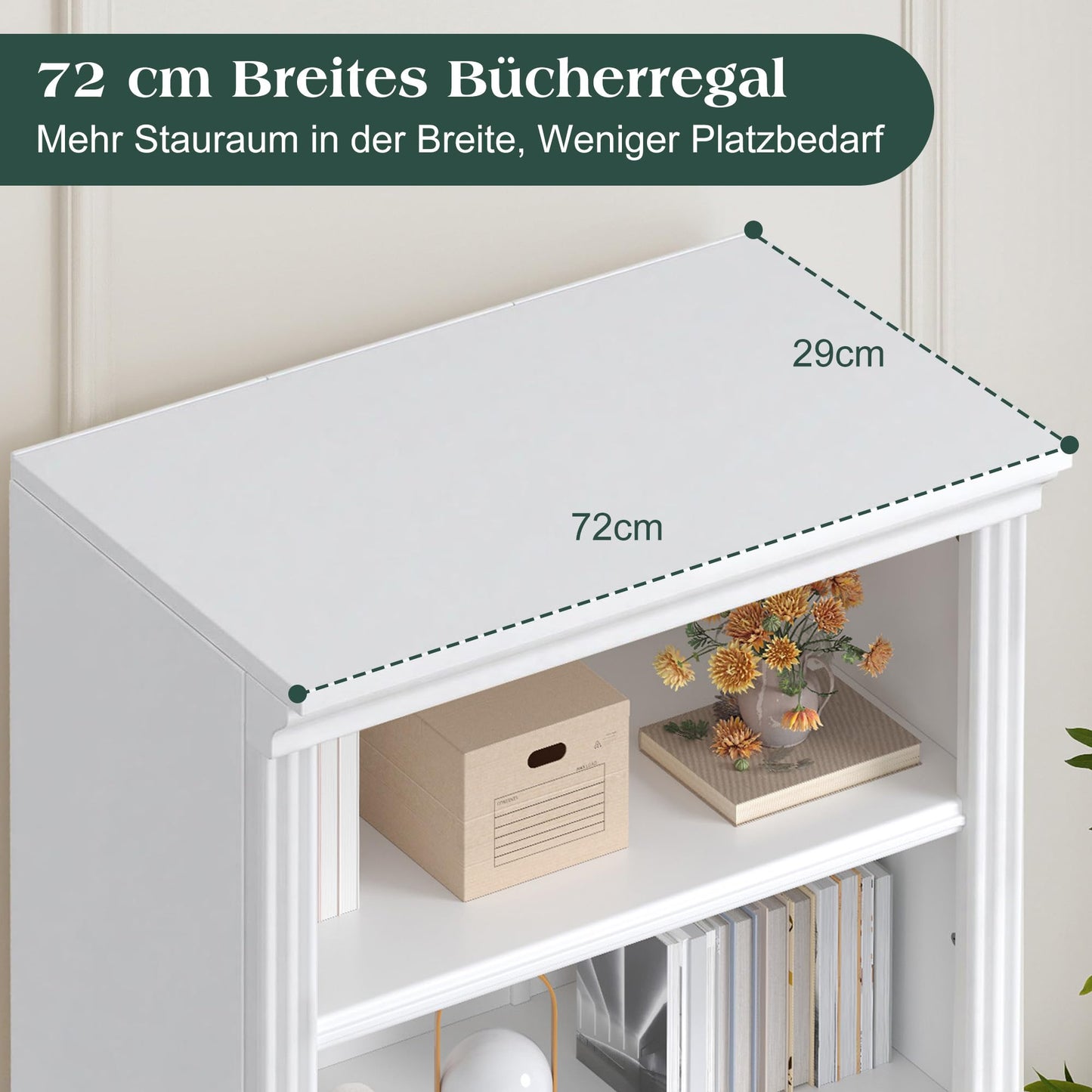LUXOAK Bookcase, 5-Tier 181cm Tall Book Shelf with Vertical Line Frame, Slim Freestanding Storage Shelf, Anti-Tip Safety Kit