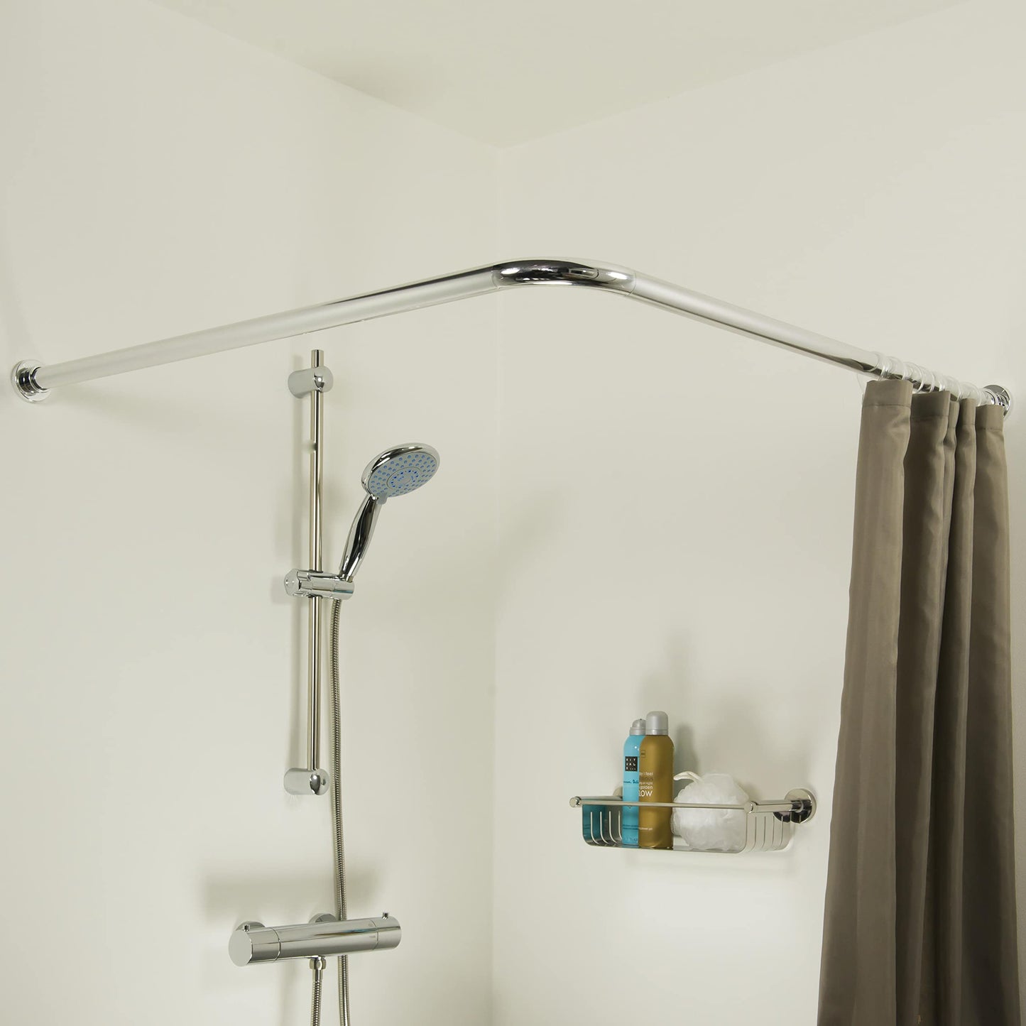 Sealskin Shower Curtain, Stainless Steel, Matt Aluminium, 2.8 x 90 x 2.8 cm