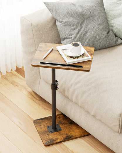 Apetaccat Side Table, C-Shaped Adjustable Sofa Table, 360°Swivel Coffee Tables,40x30x45-83 cm,Small End Tables Bedside for Living Room