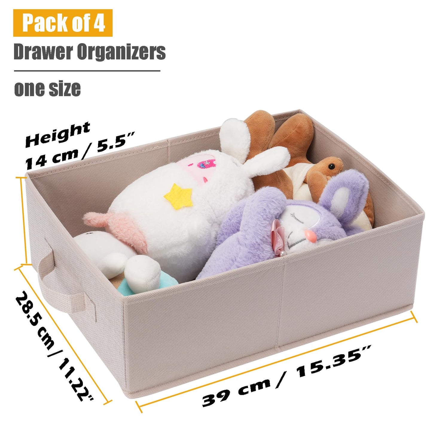 4 PCS Clothes Drawer Organisers Fabric Storage Box for Wardrobe Clothes Toy