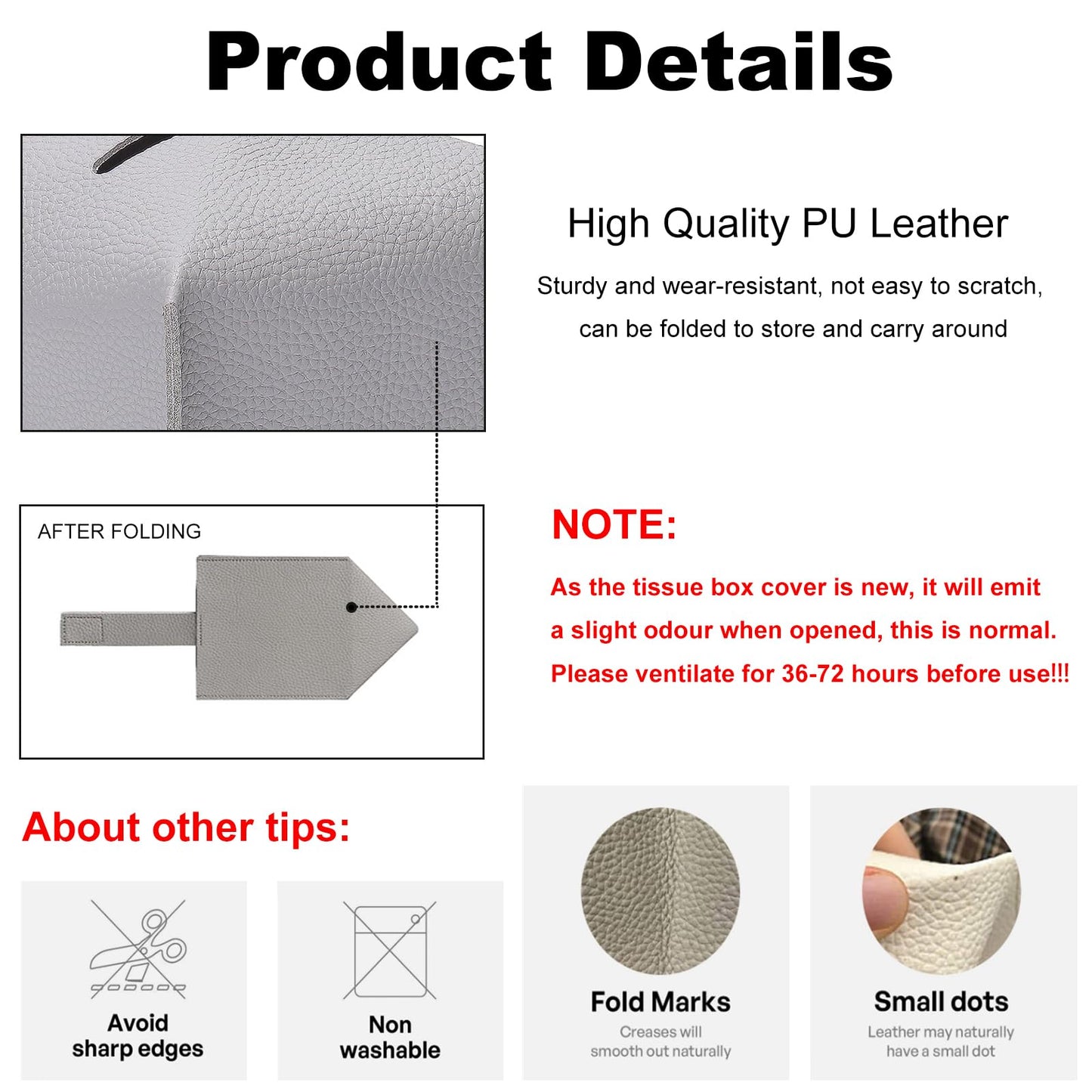 KASESSS 2 Pcs PU Leather Tissue Box Covers, Square Modern Collapsible Decorative Napkin Dispenser for Home Office Hotel Car