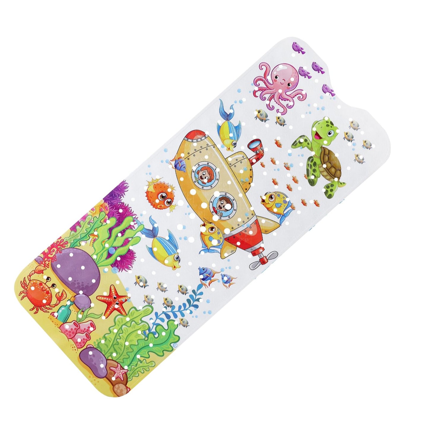 Baby Bath Mats Non Slip Anti Mould, 100x40cm Bathtub Mat with Suction Cups & Drain Holes Extra Long Cartoon Kids Bath Seat Mat Machine Washable
