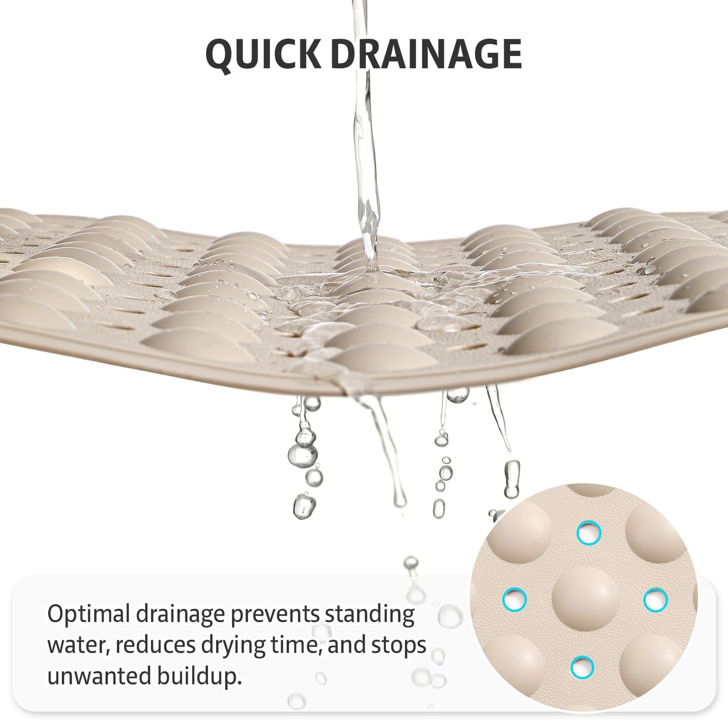 XIYUNTE Shower Mat Non Slip Anti Mould for Elderly, 70 x 40cm Non Slip Shower Mat for Inside Shower with Foot Massage