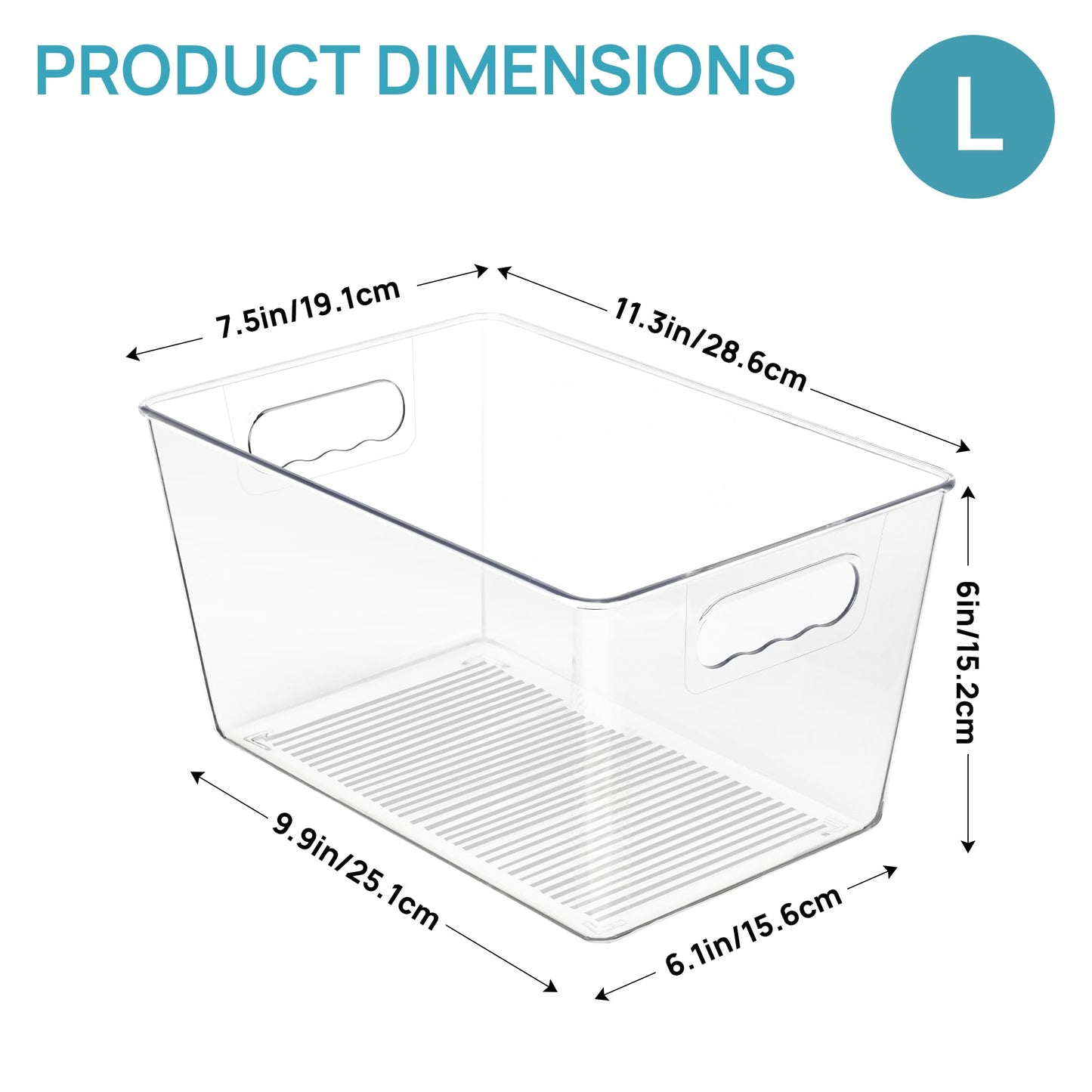 Vtopmart Fridge Organisers Plastic, Clear Kitchen Storage Boxes 6 Pack