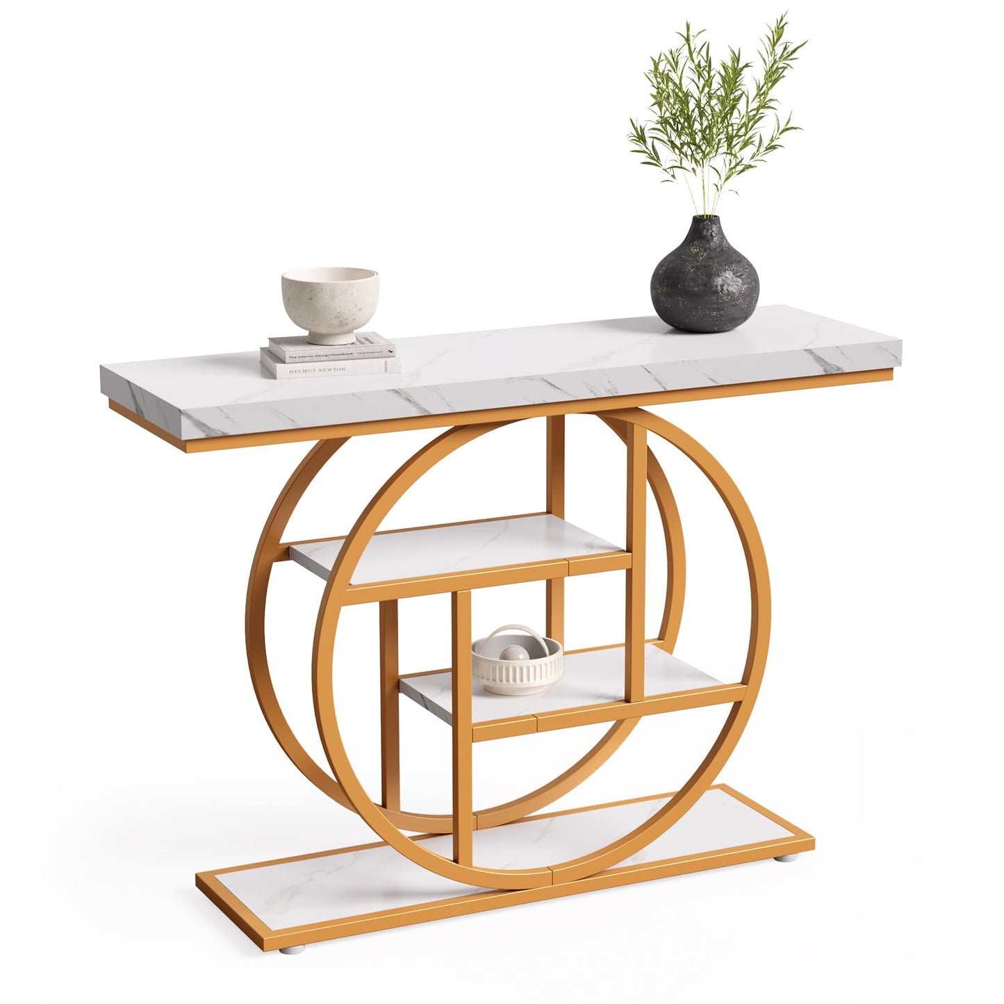 LITTLE TREE Console Table, 4-Tier Entryway Table Behind Couch Table, 41.3-Inch Modern Sofa Table for Living Room, Foyer Hallway Table for Entrance