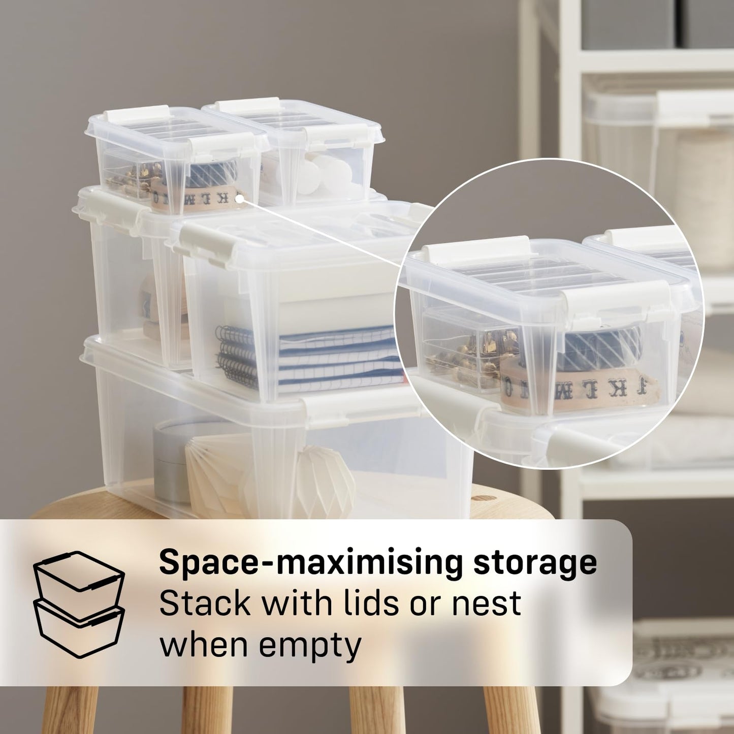 SmartStore - 10x Small Plastic Storage Box with Lid 0.3L (15x9x6cm) |Storage Drawers|Food-Safe Material| Tiny Organisation|BPA-Free|Durable Mini
