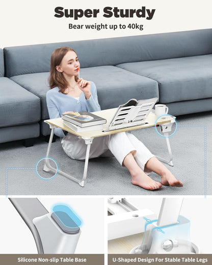 SAIJI Laptop Desk for Bed XX-Large Foldable Bed Table Tray