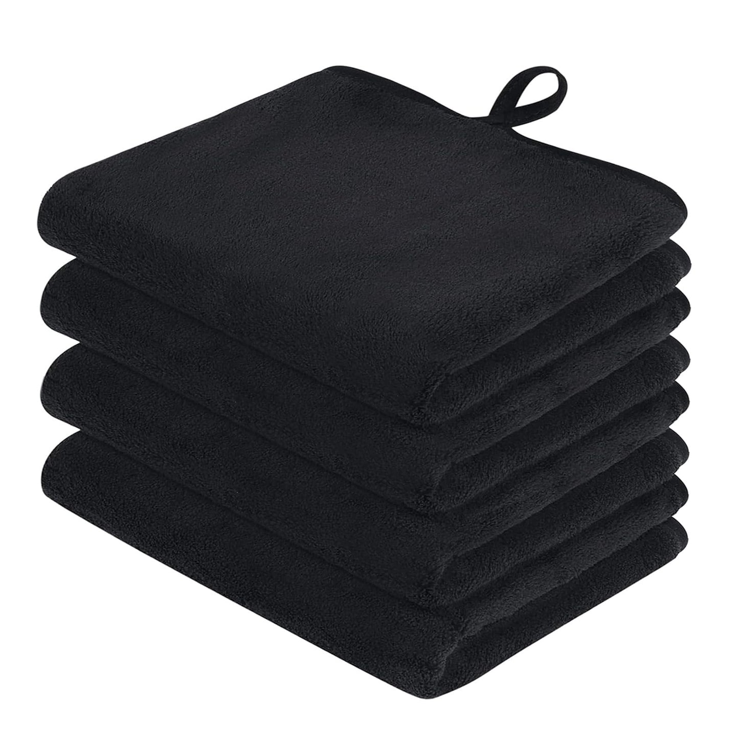 VIVOTE Microfibre Hand Towels Small Hand Towels for Kitchen Bathroom Black