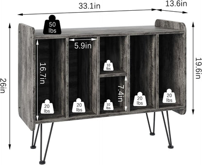 Huhote Record Player Stand, VinylRecord Storage 3 Tier End Table, Turntable Stand for Vinyl Player, RecordPlayer Table Up to 200 Albums