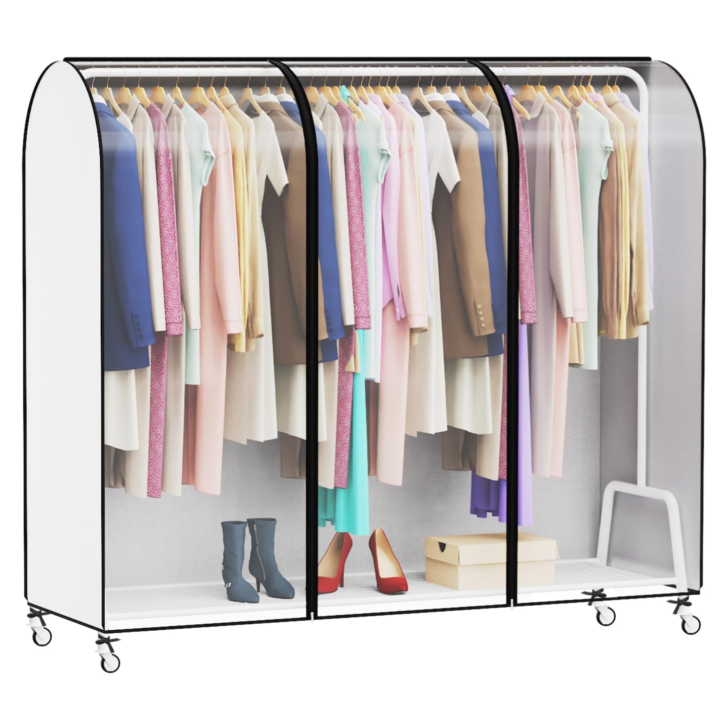 Syeeiex 6ft Translucent Clothes Rail Cover with Double Strong Zipped 72" Dustproof Cover Protective Zip Cover for Hanging Garment
