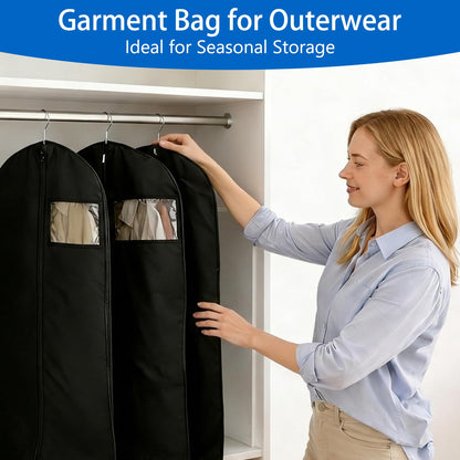 Sevenpers 6 Pack Suit Bags Garment Bags for Hanging Clothes 60x100cm Black