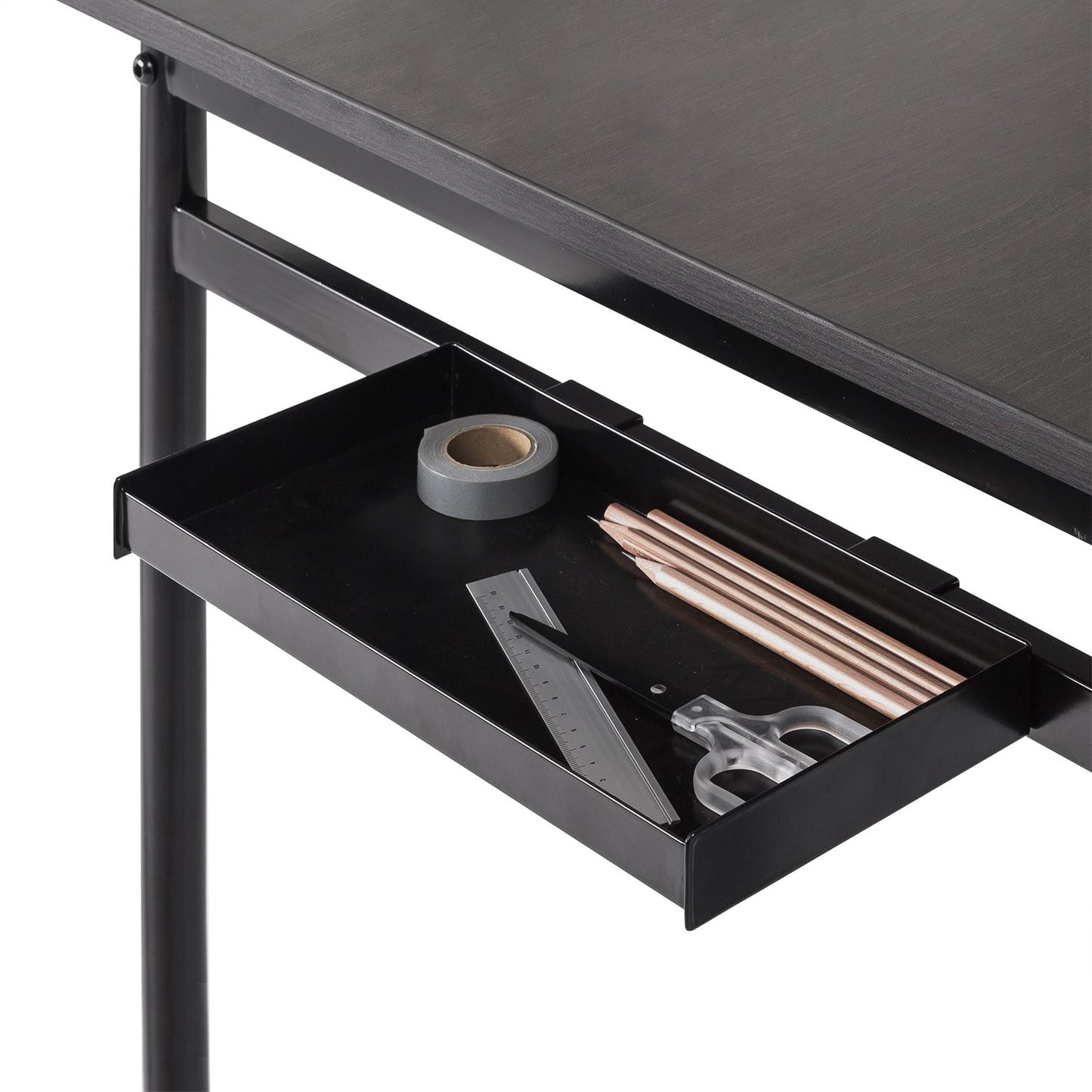 ZINUS Tresa 140 x 75 cm Black Metal Desk with Storage and Monitor Stand | Workstation with Espresso Finish | Computer Desk | Easy Assembly