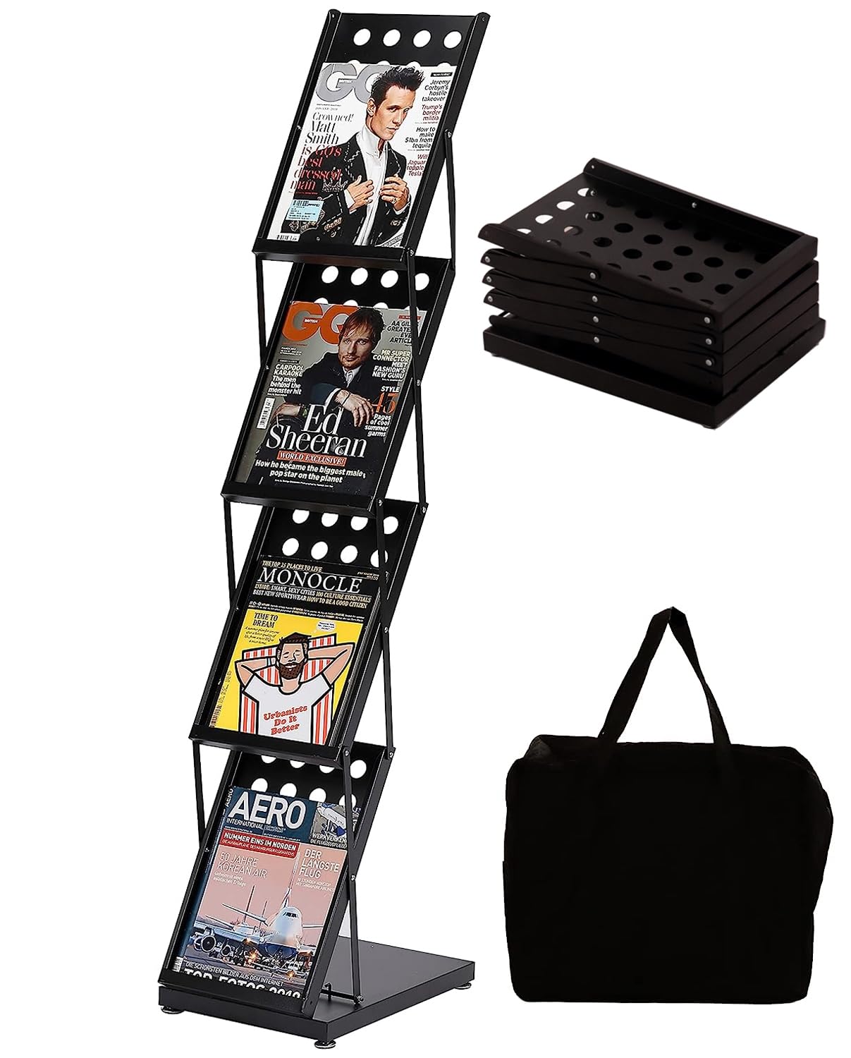 WERTIUNG Brochure Magazine Catalogue Literature Display, Literature Catalogue Rack with Carry Bag
