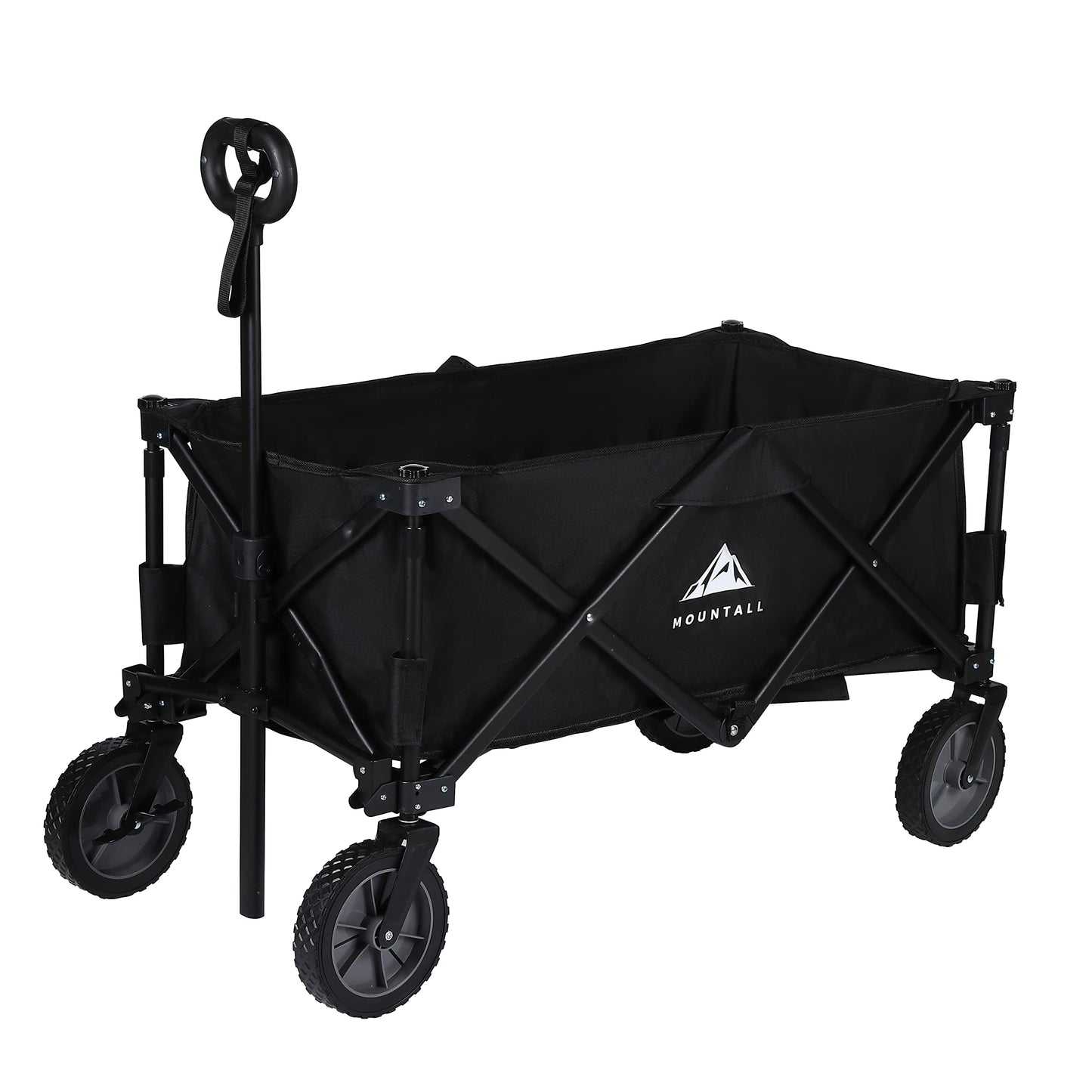 Collapsible Portable Wagon Trolley Folding Wheeled Festival Cart For Camping Beach Outdoor Leisure (Black)