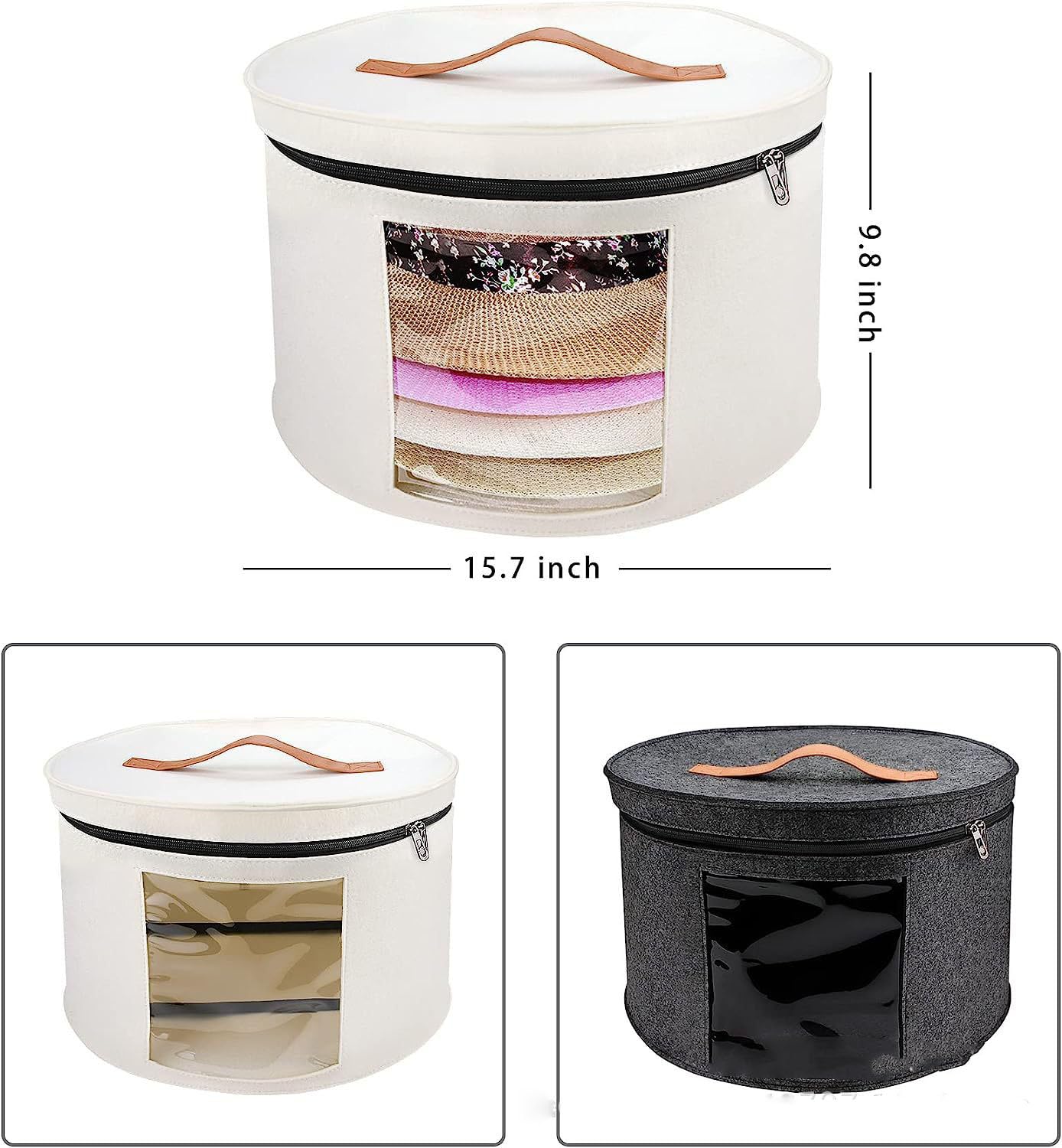 Hosoncovy Felt Large Hat Box Travel Bag Storage Bag,Foldable Hat Boxe with Lids, Multifunctional Closet Toys Organizer for Women and Men,Suitable for