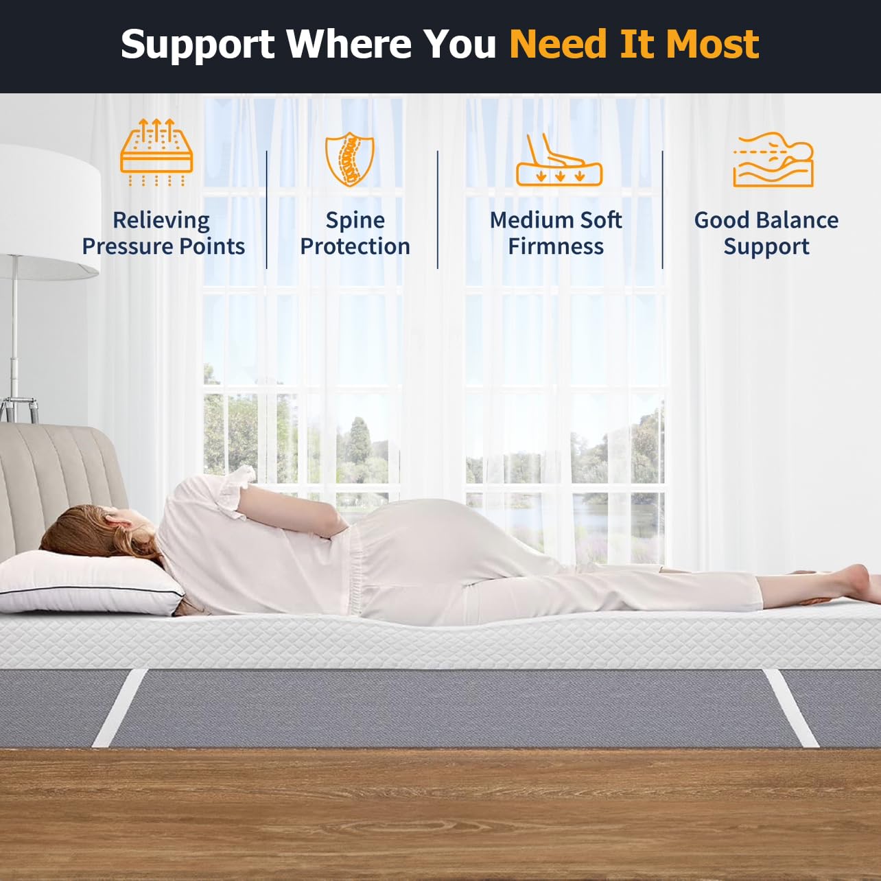 Memory Foam Mattress Topper Double Bed (7cm Thick) Premium Topper for Comfort & Support, Back & Joint Pain Relief, Cooling Dual-Layer Orthopedic Pad.