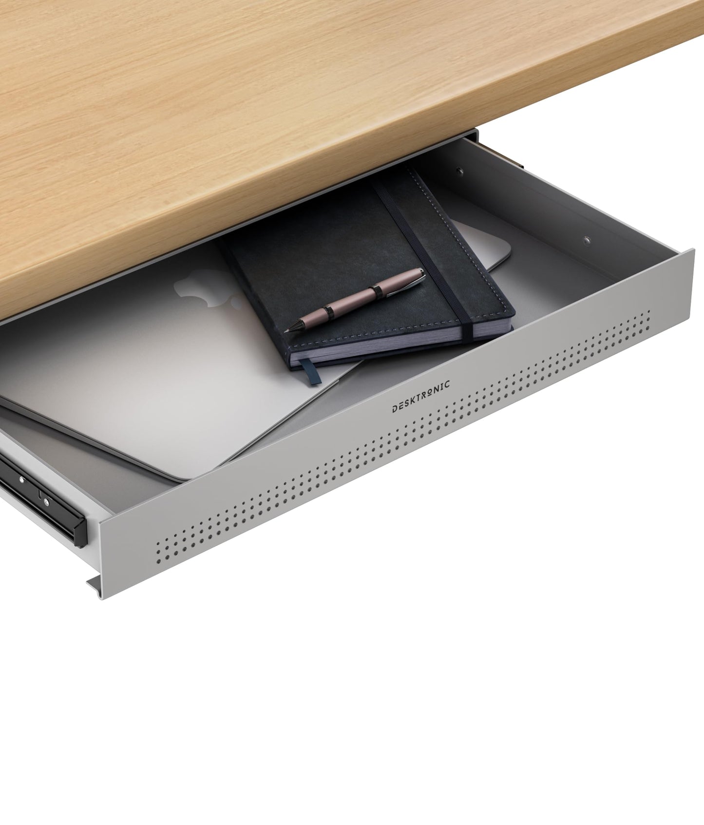 Desktronic Under Desk Drawer | Table Desk Organizer | Under Table Storage Box | Metal Drawer, Hidden Drawer Box (Gray)