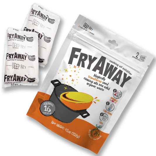 FryAway Deep Fry Cooking Oil Solidifier Powder, As Seen On Shark Tank, 100% Plant-Based Waste Oil Disposal, Solidifies Up to 16 Cups (4 Litres), Easy