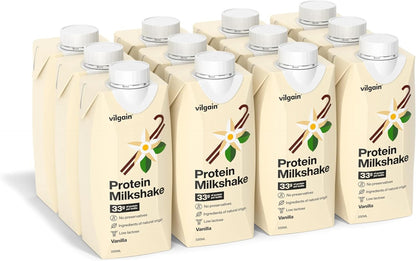 Protein Milkshake, 33g protein per serving, Low lactose, milk protein shake (12x330ml) (12x330ml, Vanilla)