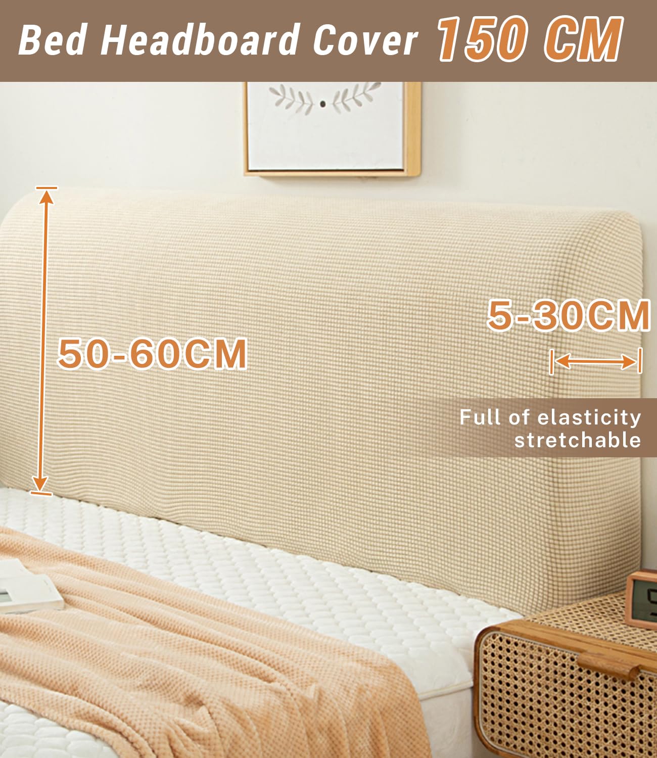 FANSU Headboard Cover for Single Double King Size Bed, Polar fleece Dustproof Headboard Wrap