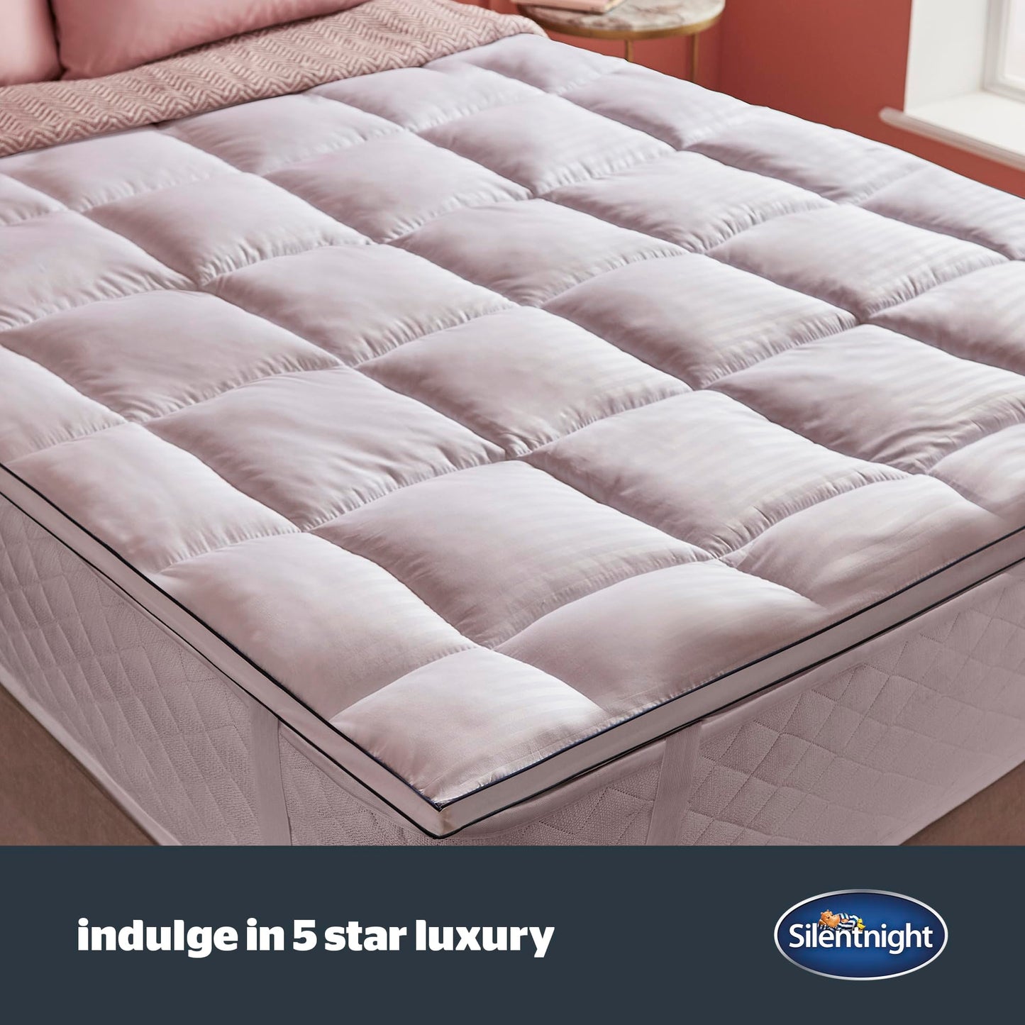 Silentnight Hotel Collection Mattress Topper King Size - Luxury Soft Silky Comfortable 5cm Thick Deep Mattress Protector Pad Cover with Deep Fit