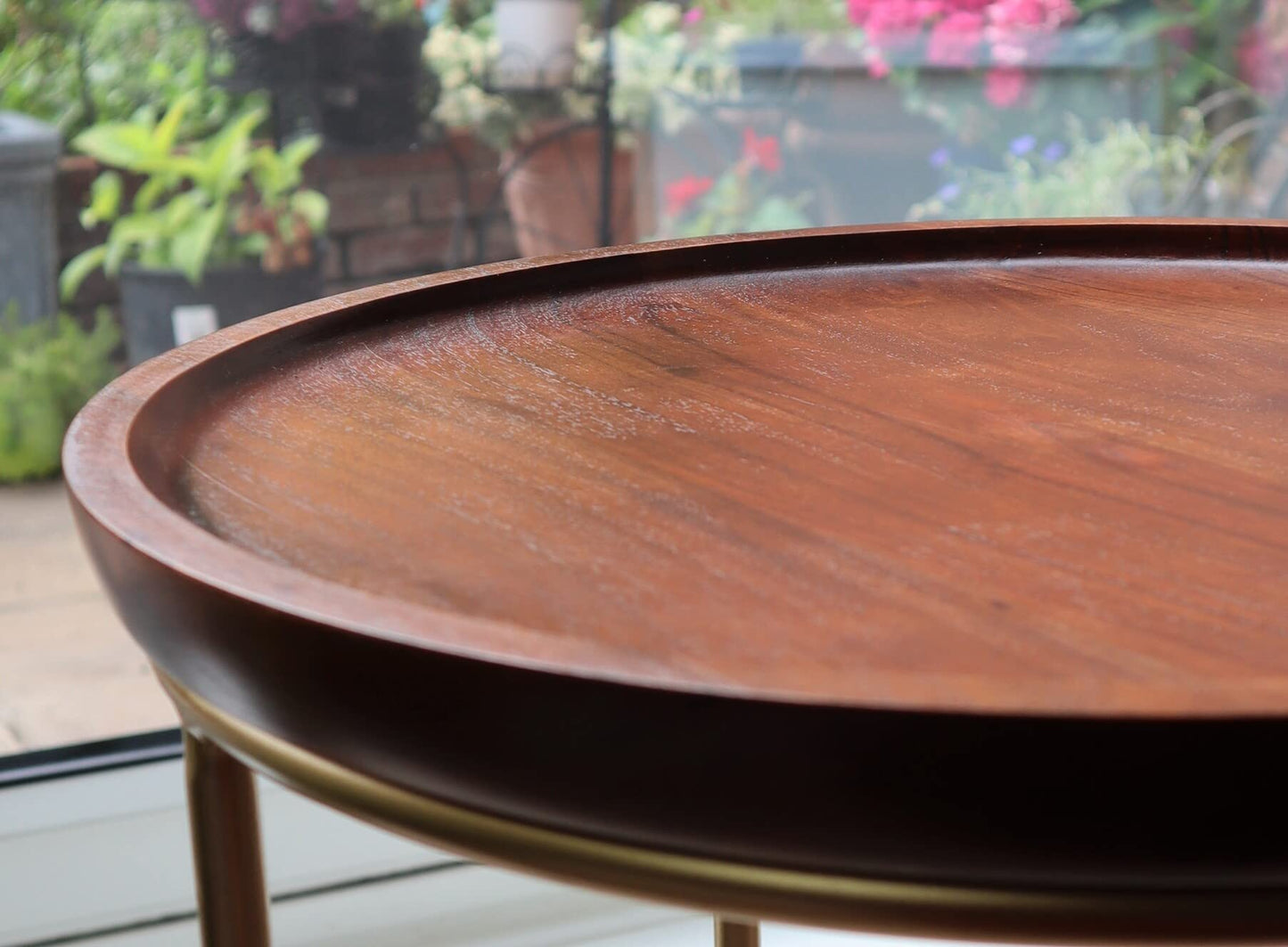 ASPECT Delphyne Wooden Round Nest Of 2 Tables With Metal Legs (Brown/Gold)