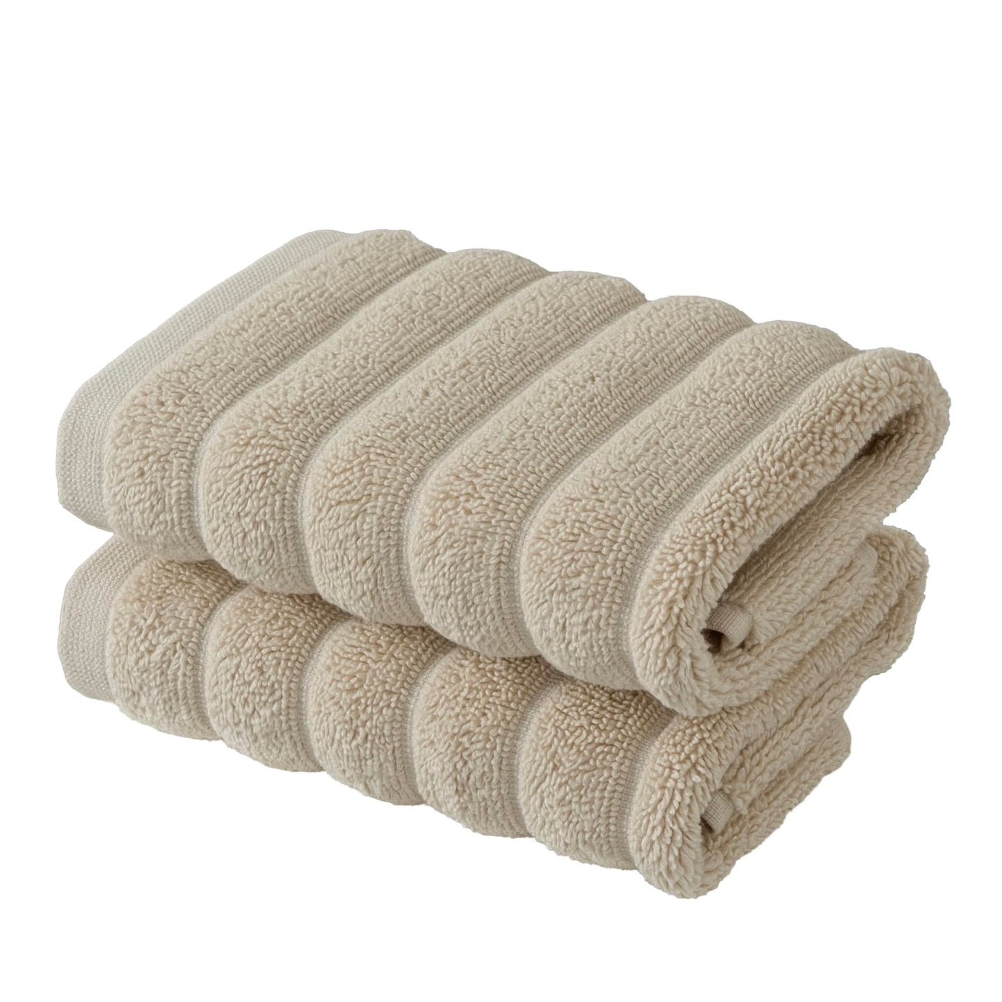 BERIBO Cloud Turkish Towel Set 100% Cotton 620gsm (Sandstone, 2 Face Flannels)