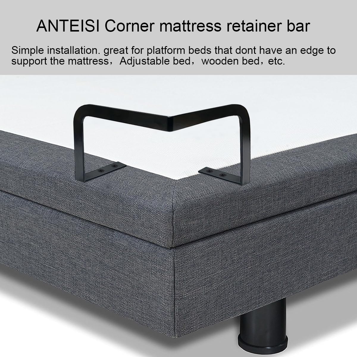 ANTEISI Mattress Retainer Bar, Set of 2, Black
