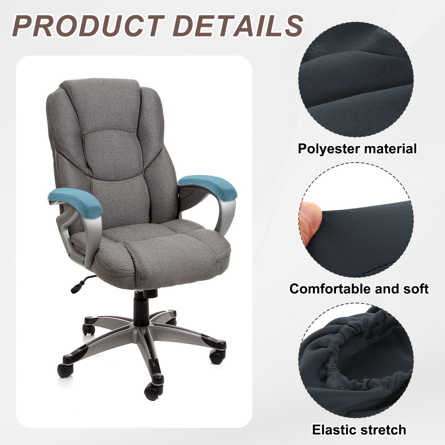 sourcing map Chair Armrest Slipcovers Covers, 32 x 8cm Polyester Removable Seat Hand Rest Protector for Office Chairs Desk Chair(Dark Gray)