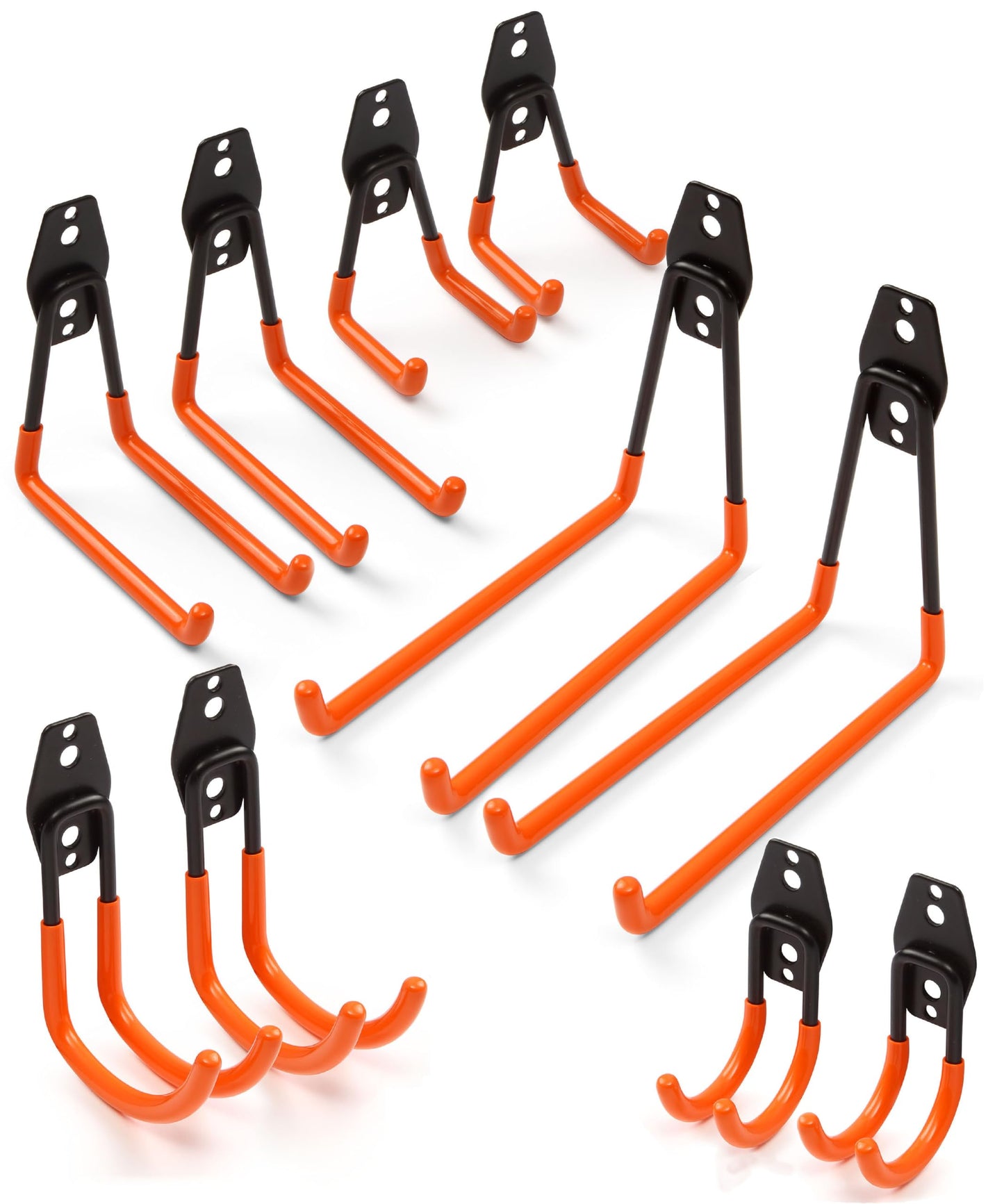 Set of Ten Heavy Duty Hooks for Hanging Anything -Great for Garage Storage - Shed Hangers for Garden Tools - Ladder Hook or J Hooks for shed Storage