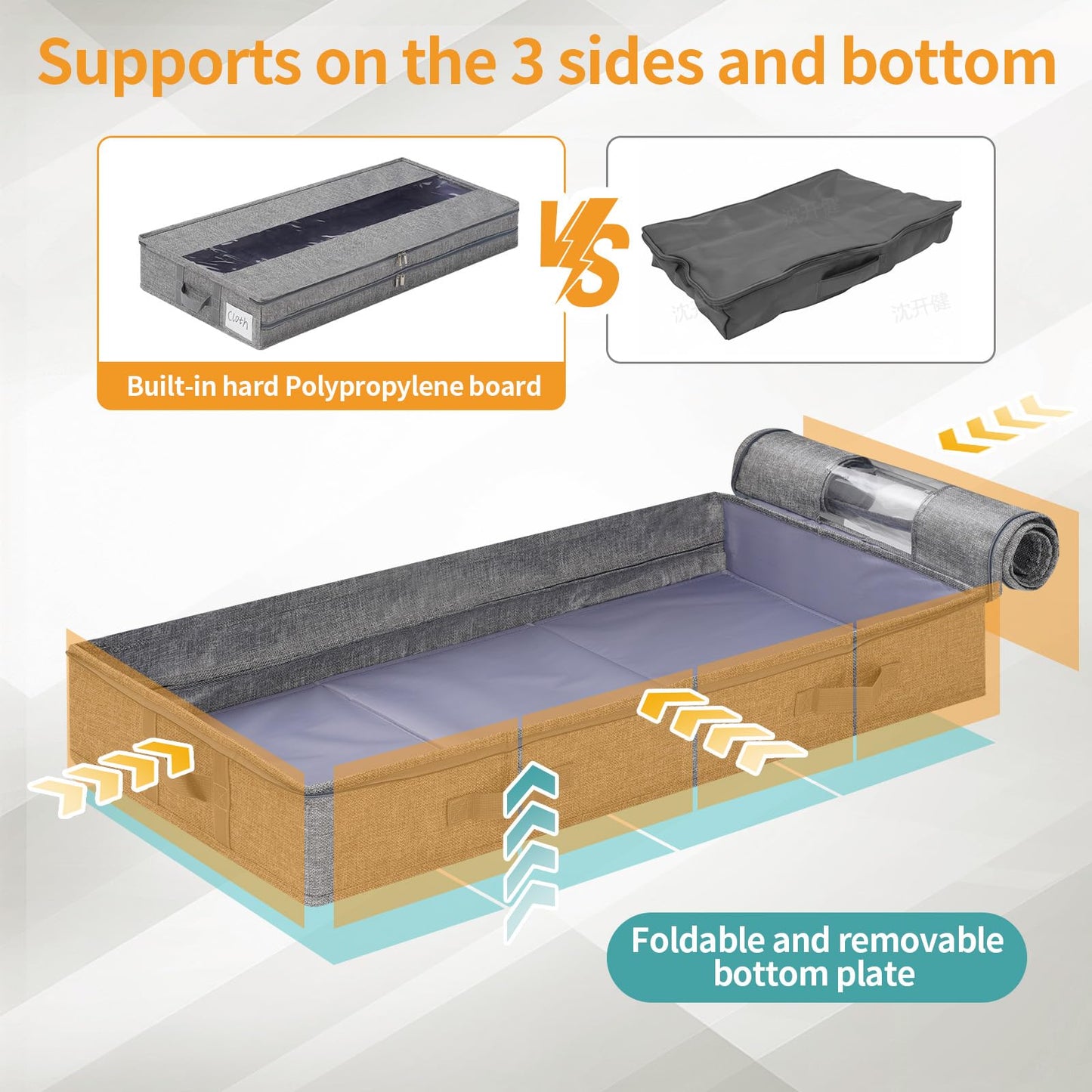 GARPROVM Underbed Storage Boxes, Low Profile Under Bed Storage Box with Lid, 85x40x12cm Storage Bags for Clothes