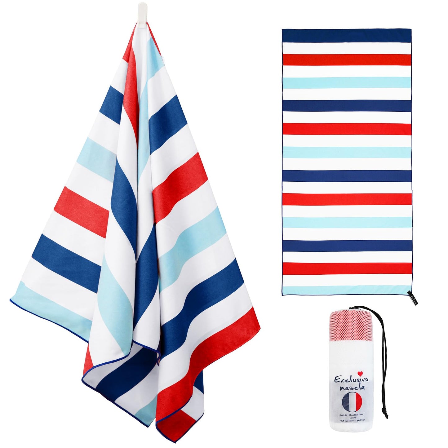 Exclusivo Mezcla Large Microfiber Quick Dry Beach Pool Towel, 152x76 cm
