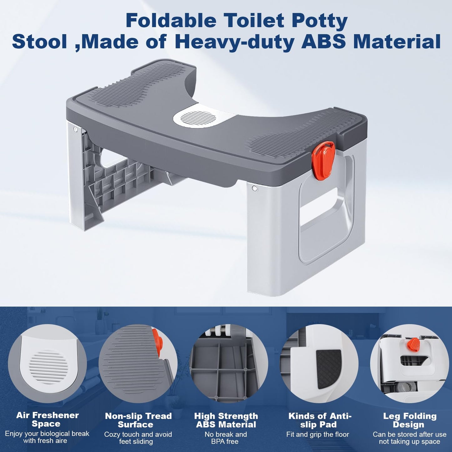 Pilipane Folding Squatting Toilet Stool - Squatty Potty for Adults and Children - Lightweight Poop Stool with Non-slip Pad for Bathroom and Toilet