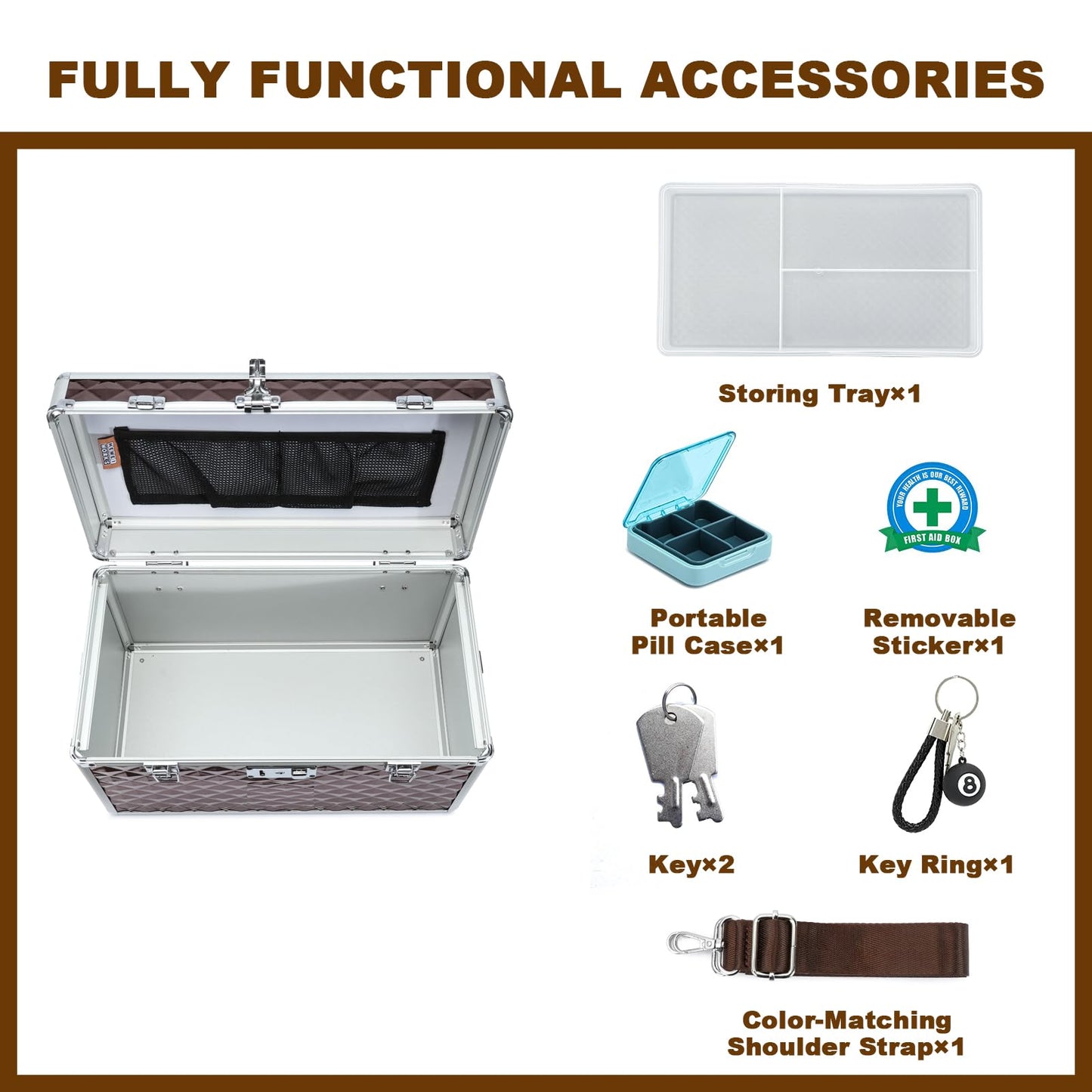 HEWEI WORKS Medication LockBox with Key, Lockable Medicine Storage Box, Security Lock Box, Medical Organizer
