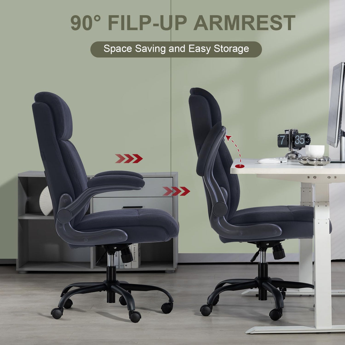 CASTLOVE Fabric Office Chair Ergonomic Desk Chairs for Home Office, Black