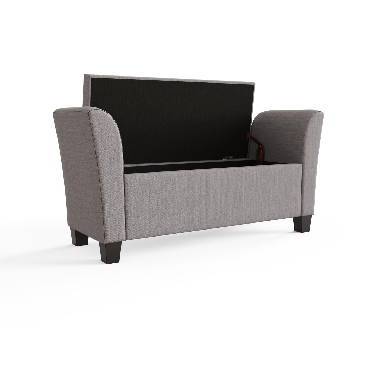 GFW Verona Window Seat Ottoman, Grey Fabric Storage Bench with Button Tufted Lid, Upholstered Hallway and Bedroom Seating with Hidden Storage