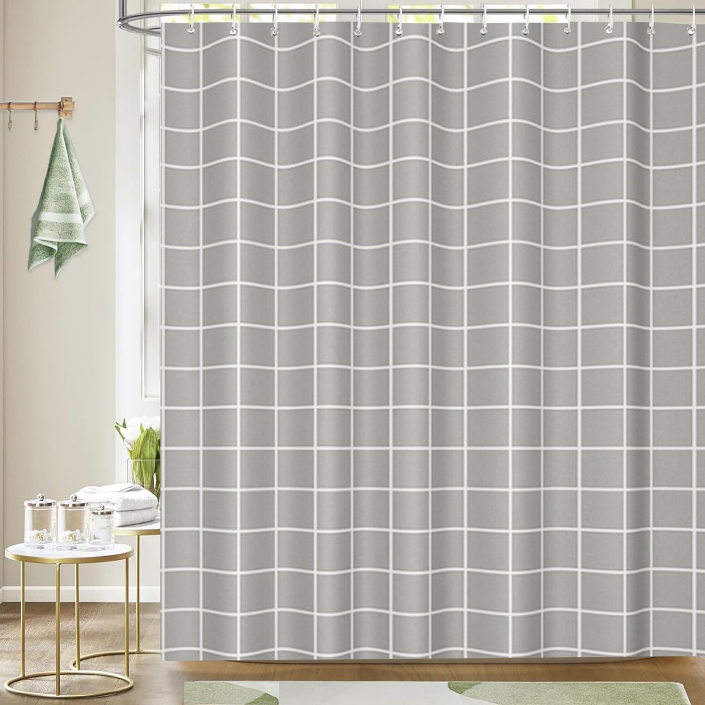 zhaoyeqing Grey Shower Curtain - 180 x 200 cm - Shower Curtain for Bathroom - Mould Proof and Mildew Resistant Washable Bathroom Curtains