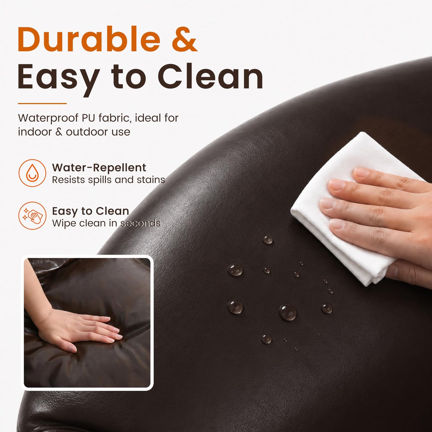 Pamapic Bean Bag, Bean Bag Chair Indoor Outdoor Weather Resistant, Large Beanbag Sofa with Footstool, BeanBag Adult with FIlling Included