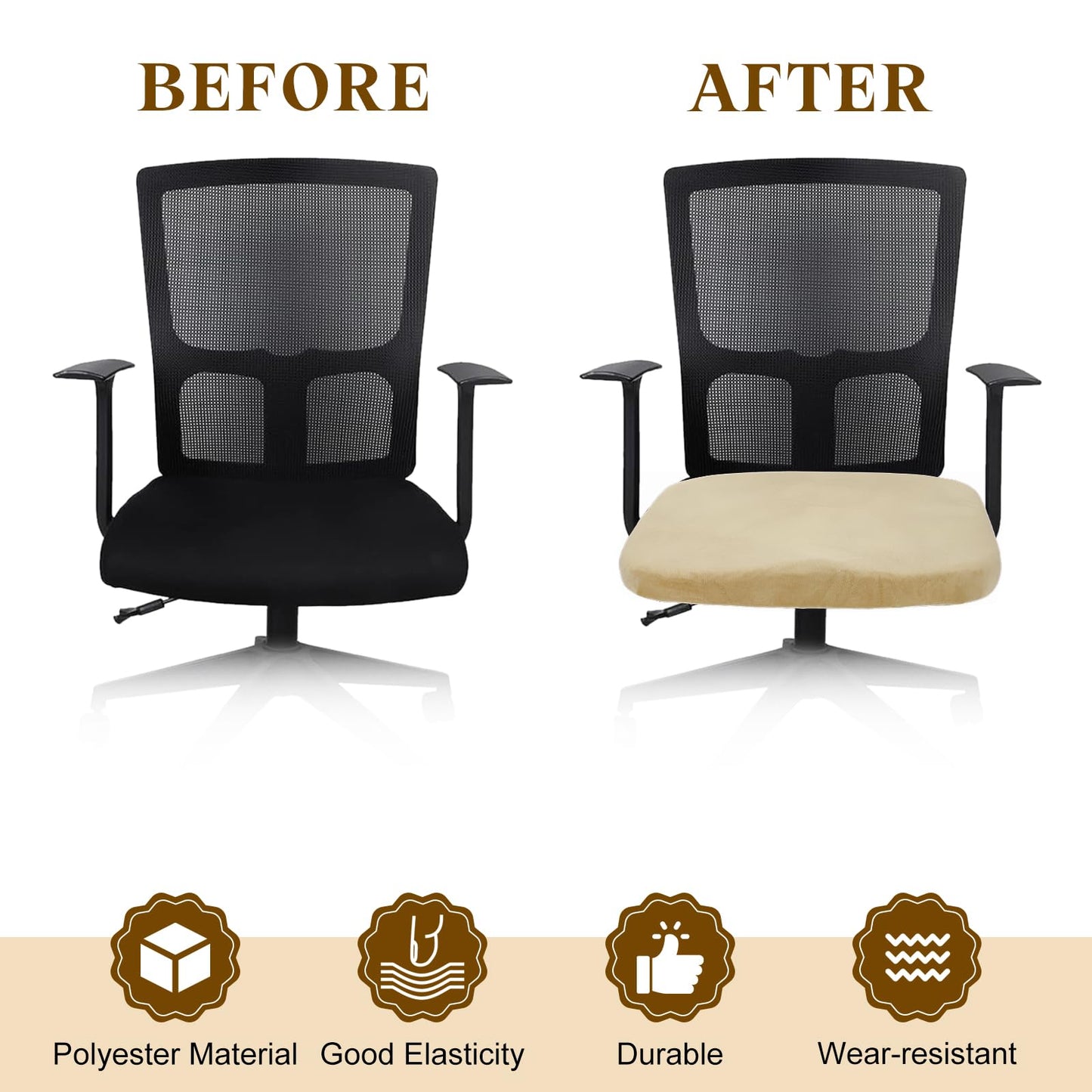 sourcing map Office Chair Cover, Stretchable Soft Rotating Chair Slipcover Washable Desk Computer Seat Cover Protector for Office Home, L(45-48cm)