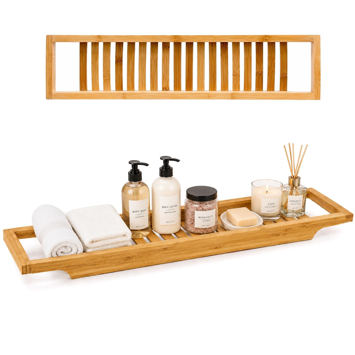 Besto Bath Caddy Tray for Bathtub | Bamboo Wooden Bath tray for Bathroom | Bath Shelf for Reading, Relaxing & Placing Accessories Like Scented Candle