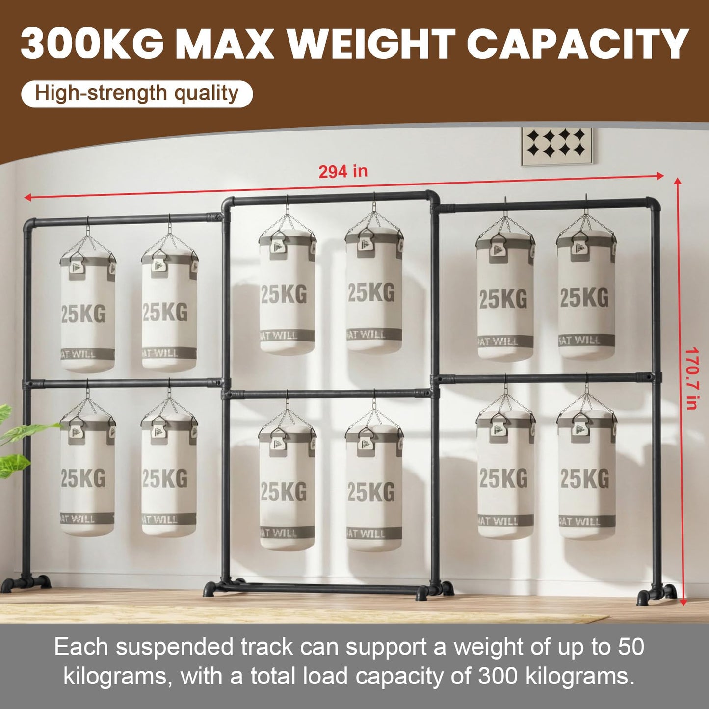 OPPAIYA Heavy Duty Clothes Rail, Up to 294cm Extra Large Clothes Rail for Bedroom, 6 Rails Flexible L/U-Shaped Open Wardrobe
